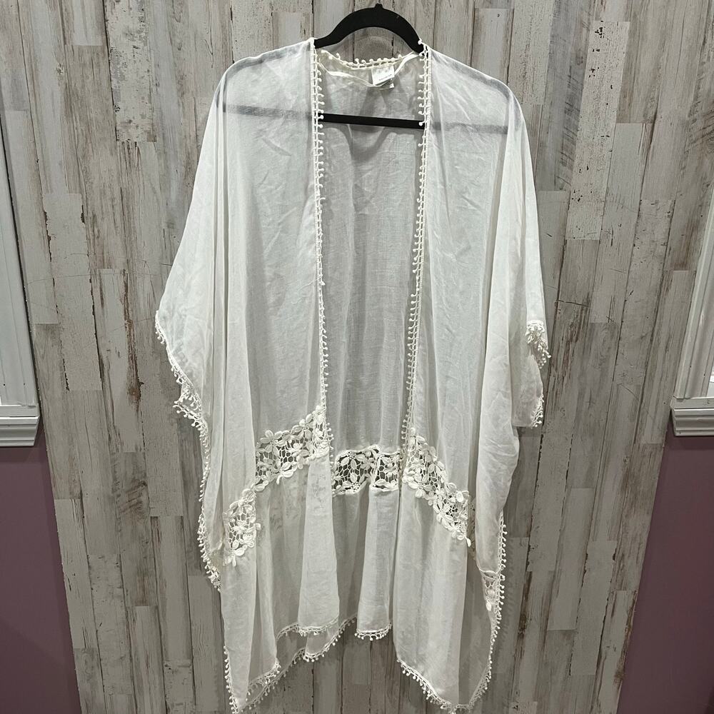 Sonoma White Sheer Lightweight Lace Boho Kimono Bridal Honeymoon Girly One Size